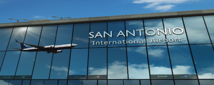 Entrance sign to San Antonio International Airport